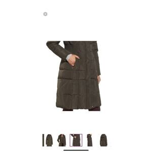 New $265 Cole Haan Women L Signature 38” Hooded Puffer Long Taffeta Down Coat